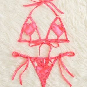 PINK HEART LINGERIE SET